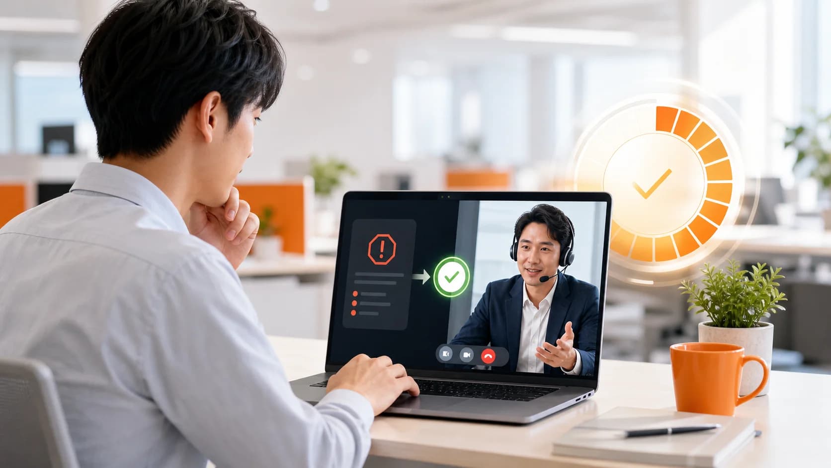 未経験社員がZoom質問で講師にエラーを解決してもらい完走する研修イメージ