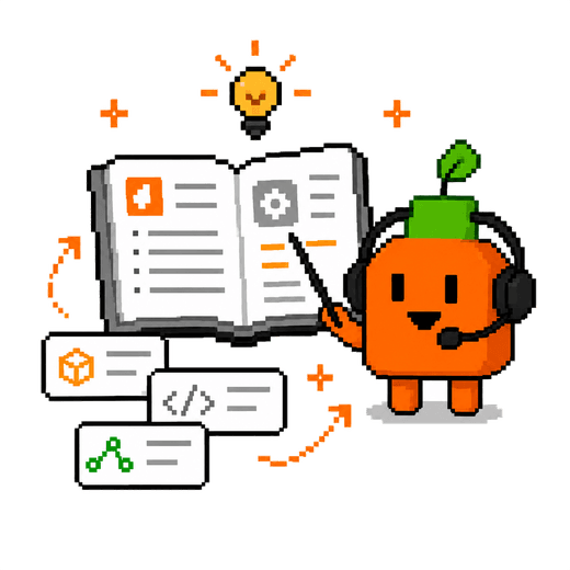 教材と用語カードを講師キャラクターが解説するイラスト