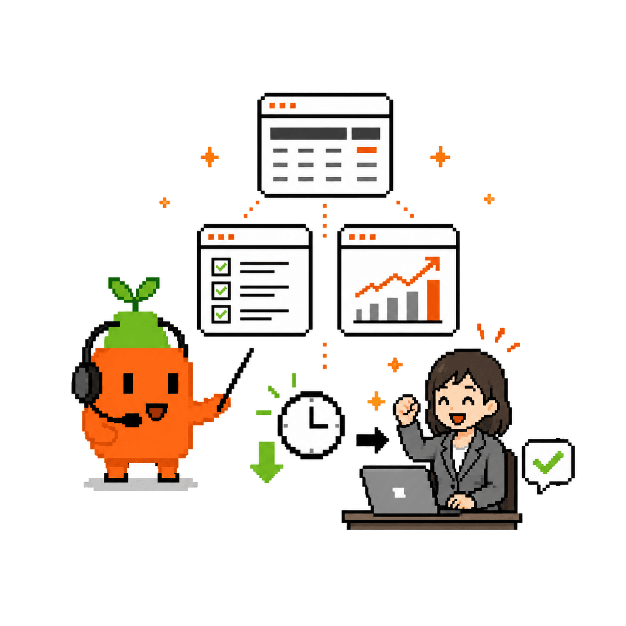 定型作業をAIで自動化して業務時間を削減するイラスト