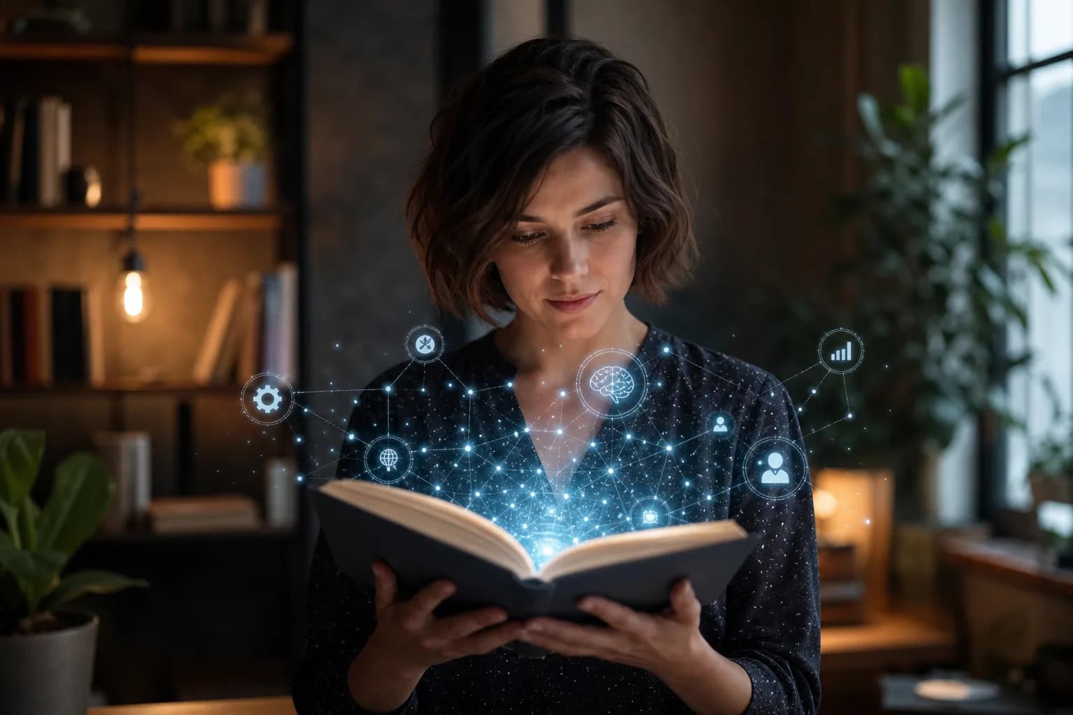 Claude Skillsが新しいAI活用方法を示す取扱説明書を持つ人物のイラストです。AIの利用が変わることを伝えています。