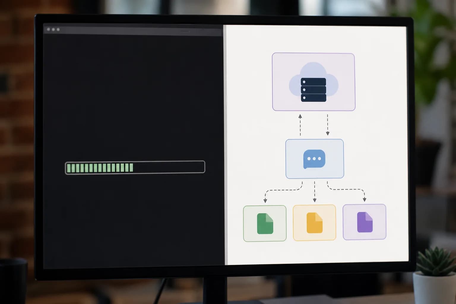 Claude Code を CLI でインストールし、Hermes Agent の構造がサーバーとメッセージング経由で指示を受け取る様子を示す。