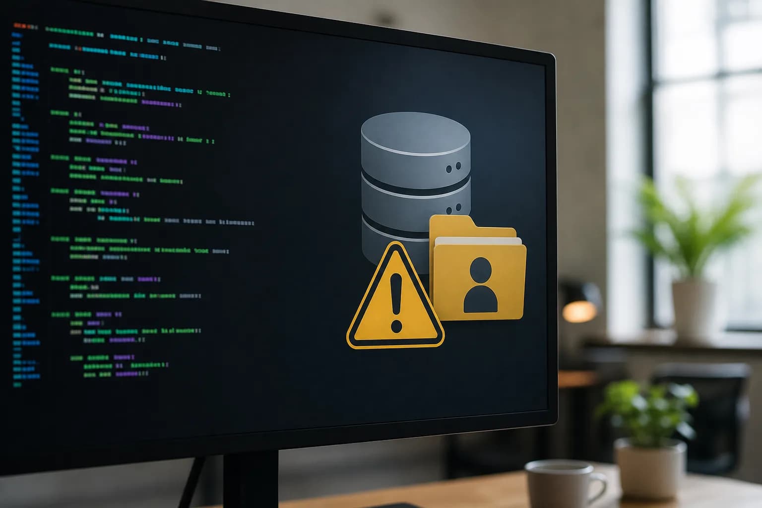 バッチ処理やリファクタリングでaliasを活用する場面と、データベースや顧客データでの使用に警告が表示される様子。